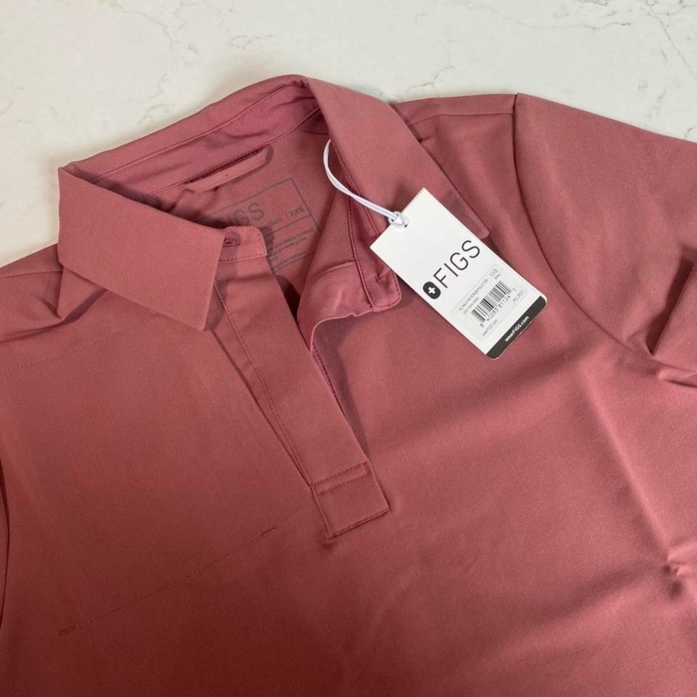 NWT FIGS Women's Nala Short Sleeve Scrub Polo Top XXS‎ Mauve